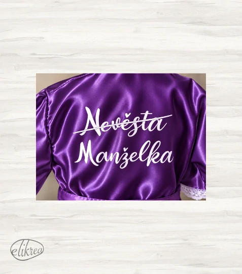 Nažehlovací nápis Manželka / Manžel + čára k přeškrtnutí