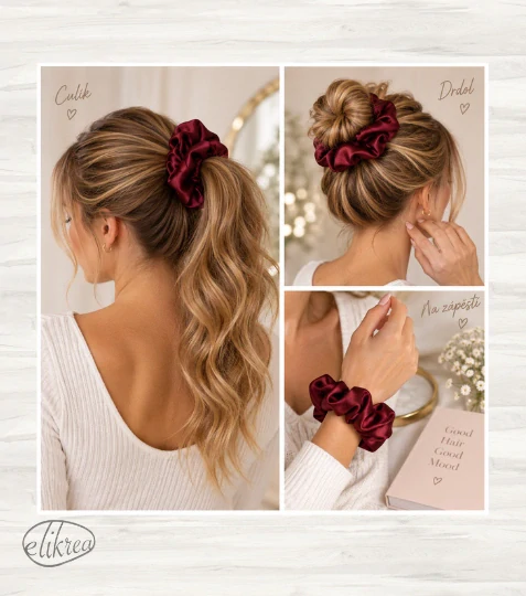 Saténová gumička do vlasů – scrunchie