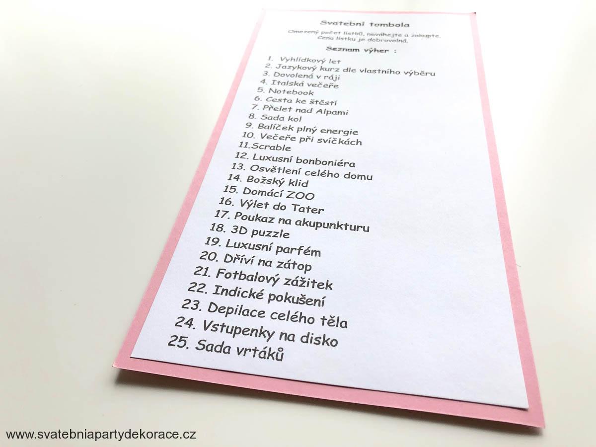 SVATEBNÍ TOMBOLA 25 CEN