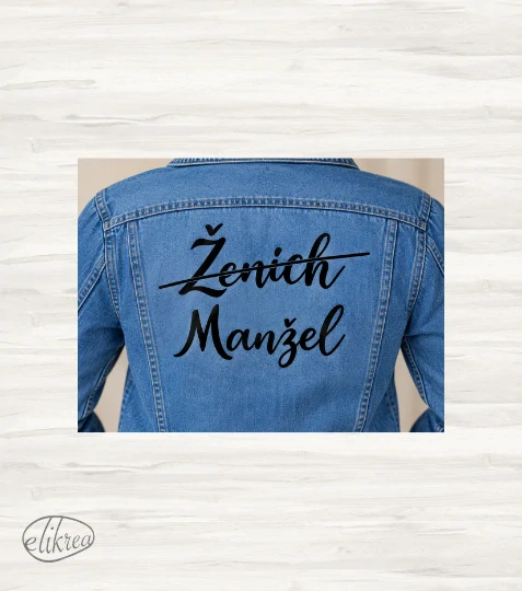 Nažehlovací nápis Manželka / Manžel + čára k přeškrtnutí