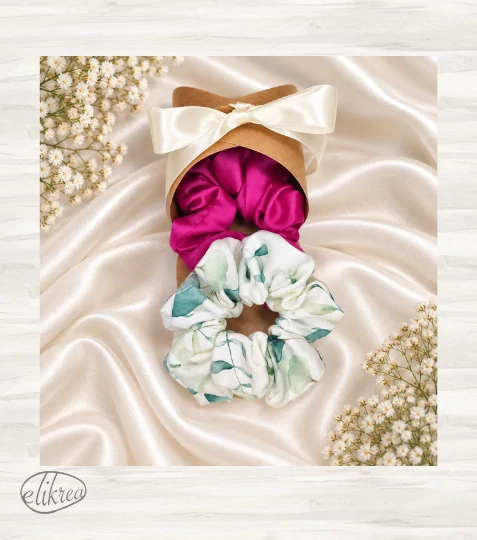 Dárková sada gumiček scrunchie – 2 ks v krabičce