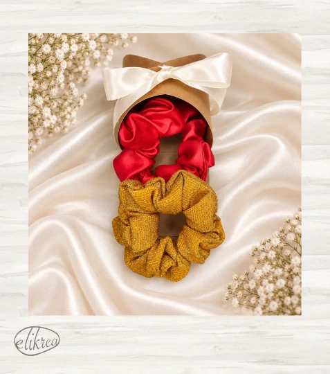 Dárková sada gumiček scrunchie – 2 ks v krabičce