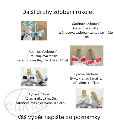 Svatební smetáček a lopatka - ženich a nevěsta v objetí