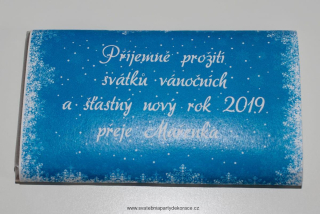 Vánoční čokoládka s textem na přání jemné sněhové vločky