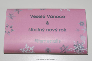 Vánoční čokoládka s textem na přání - vločky